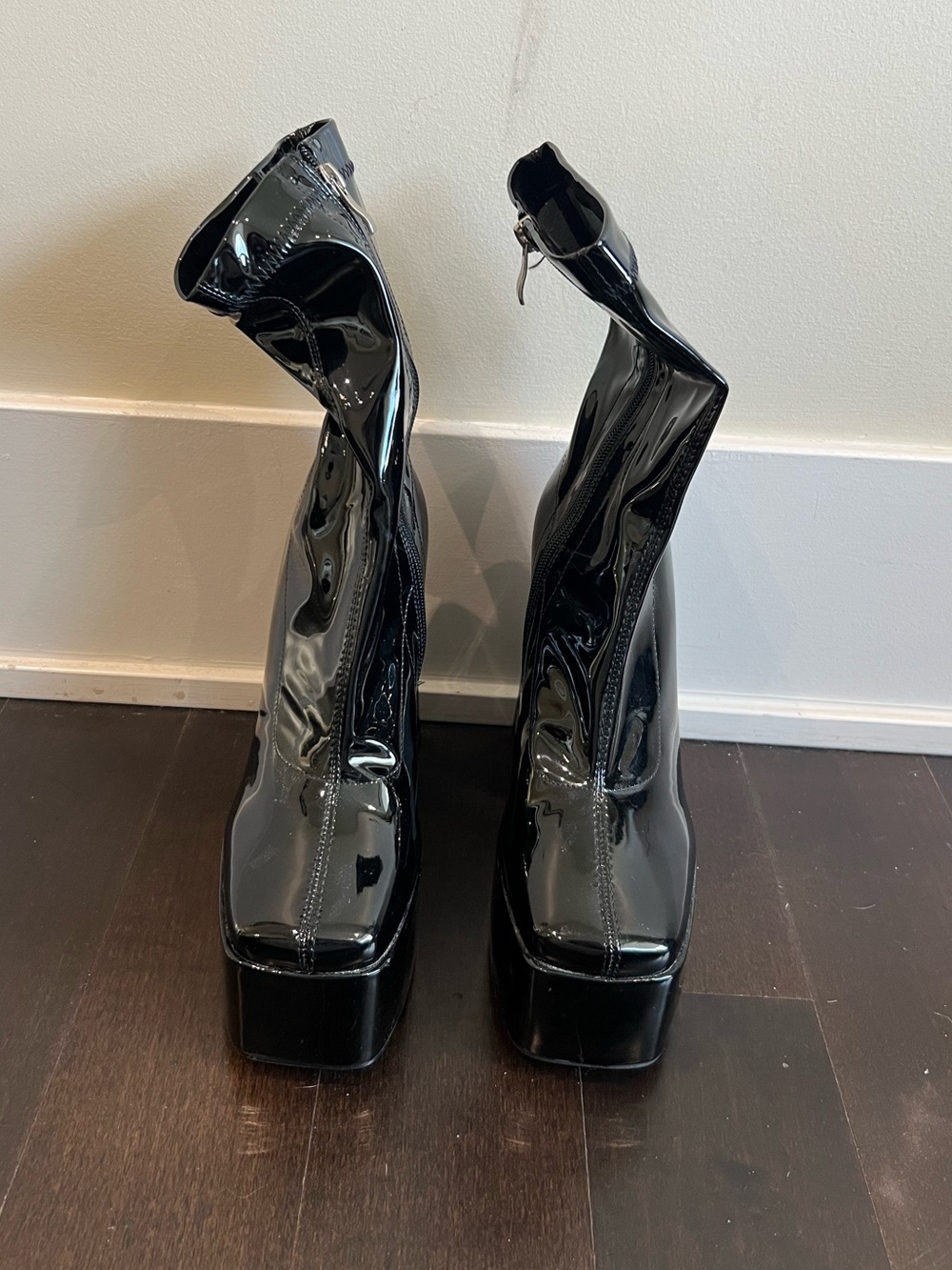 Black Patent Platform Ankle Boots